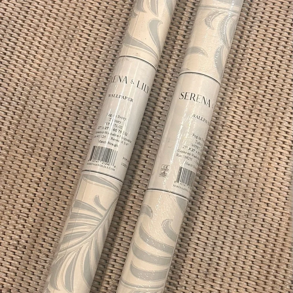 Serena & Lily Tisbury Wallpaper – Fog on Ivory – 2 Rolls – New